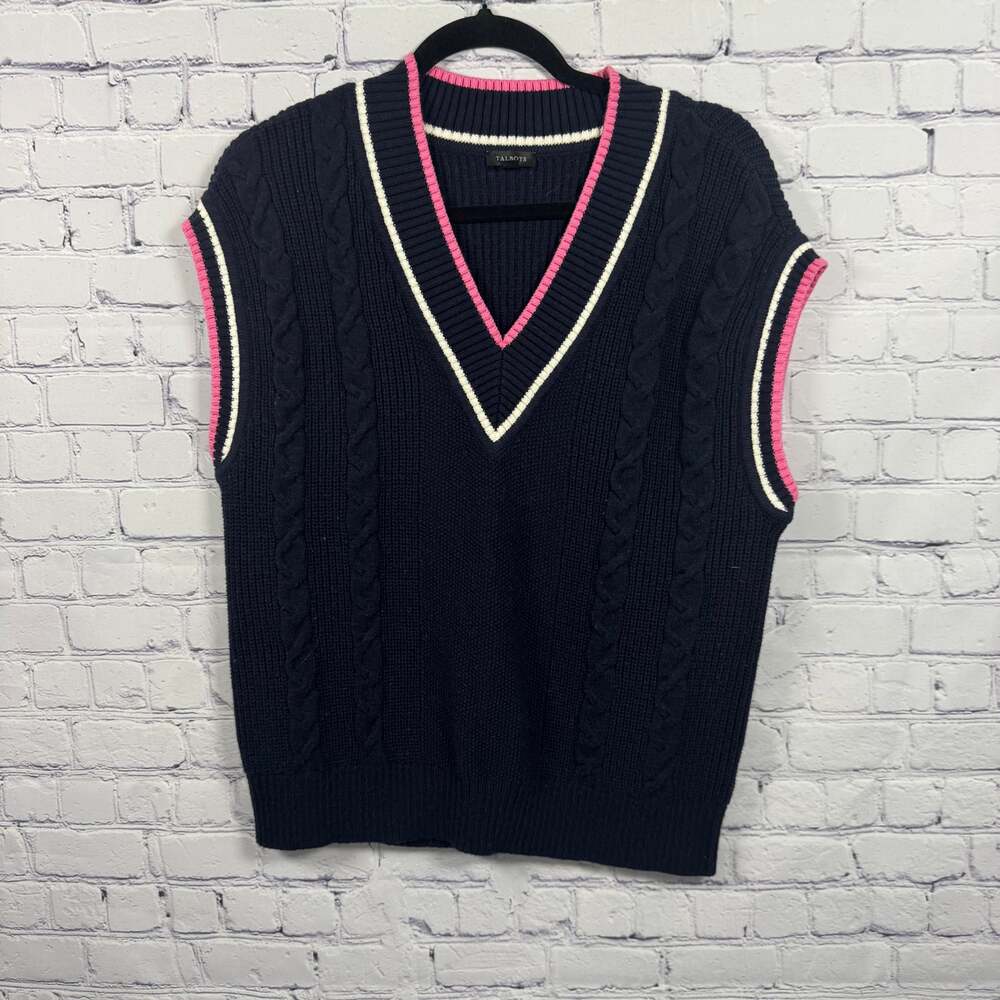 Talbots Drop Shoulder Cable Knit Sweater Vest Size Medium